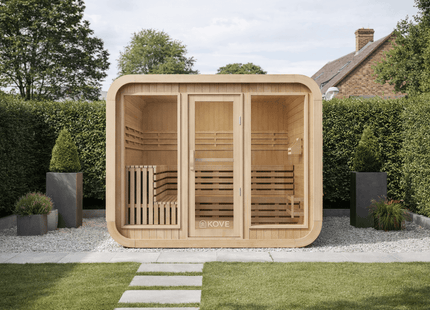 KOVE Cube Sauna 5–6 Person Outdoor Sauna – Premium Spruce Wood, 8kW Harvia Heater, Modern Cube Design