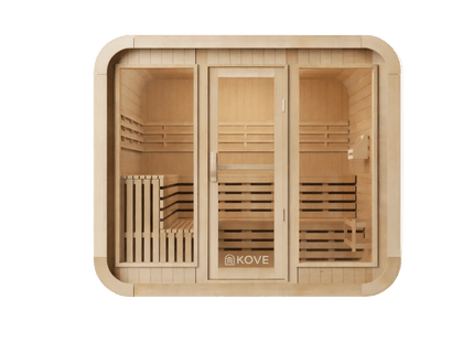 KOVE Cube Sauna 5–6 Person Outdoor Sauna – Premium Spruce Wood, 8kW Harvia Heater, Modern Cube Design