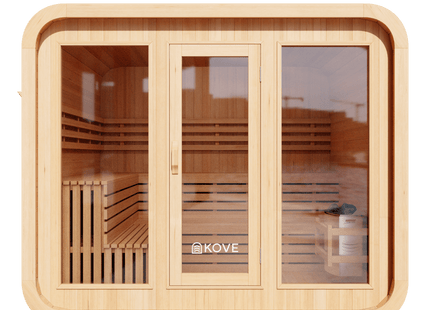 KOVE Cube Sauna 5–6 Person Outdoor Sauna – Premium Spruce Wood, 8kW Harvia Heater, Modern Cube Design