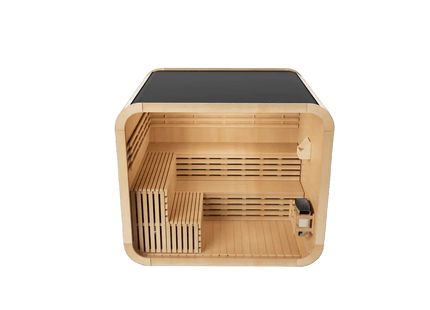 KOVE Cube Sauna 5–6 Person Outdoor Sauna – Premium Spruce Wood, 8kW Harvia Heater, Modern Cube Design
