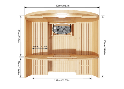 KOVE Outdoor Barrel Sauna – 1–2 Person Garden Sauna with 4.5kW Harvia Electric Heater