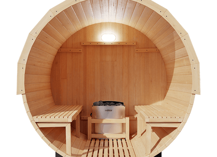 KOVE Outdoor Barrel Sauna – 1–2 Person Garden Sauna with 4.5kW Harvia Electric Heater