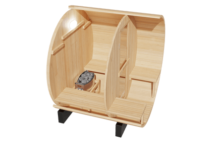 KOVE Outdoor Barrel Sauna – 1–2 Person Garden Sauna with 4.5kW Harvia Electric Heater