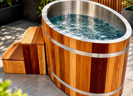 KOVE Oval Cedar Ice Bath – Reclined Cold Plunge