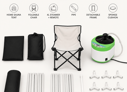 KOVE Portable Steam Sauna Tent | Home Steam Sauna with 4L Steamer & Chair