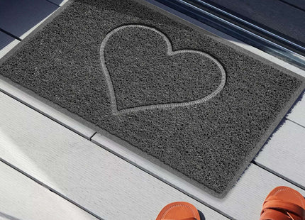 "Heart" Embossed Loofah Textured Spaghetti Door Mat
