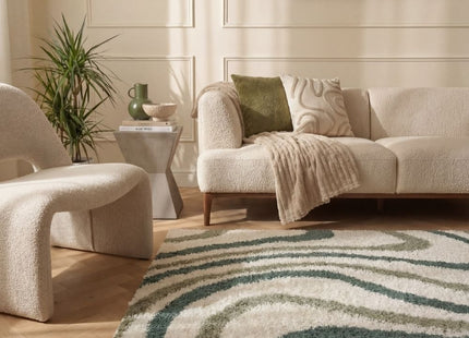 Moodi Shaggy Green Rippletide Rug