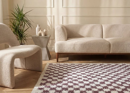 Moodi Shaggy Purple Mosscheck Rug