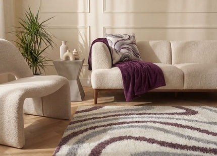Moodi Shaggy Grey/Purple Smokeberry Rug
