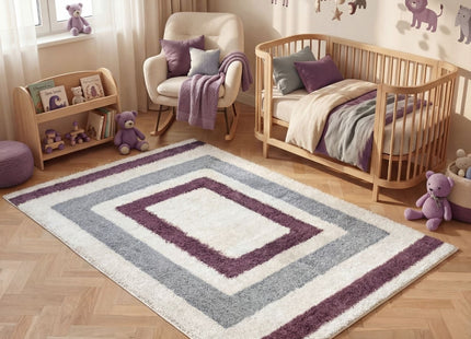 Moodi Shaggy Grey/Purple Contour Rug