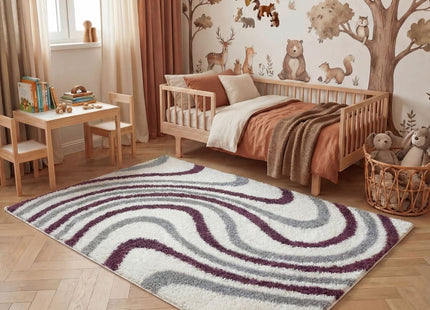 Moodi Shaggy Grey/Purple Smokeberry Rug
