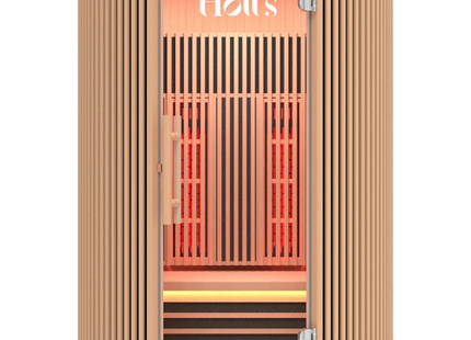 Holl's Moon 2 Infrared Sauna – 2 Person Round Full Spectrum Quartz – Natural Wood