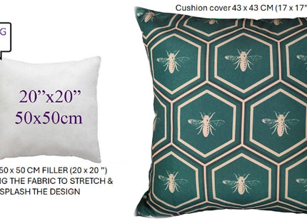 OLIVIA ROCCO Emerald Bees Waterproof Cushion Covers 43 x 43 cm Reversible Breathable