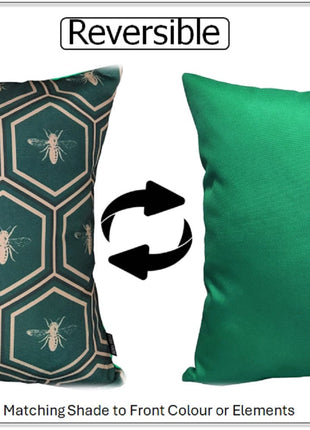 OLIVIA ROCCO Emerald Bees Waterproof Cushion Covers 43 x 43 cm Reversible Breathable