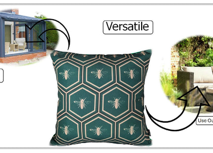 OLIVIA ROCCO Emerald Bees Waterproof Cushion Covers 43 x 43 cm Reversible Breathable