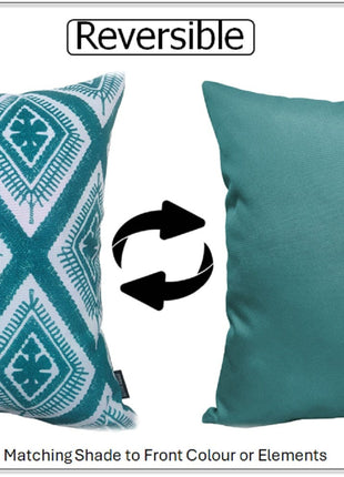 OLIVIA ROCCO Meze Teal Waterproof Cushion Covers 43 x 43 cm Reversible Breathable Indoor