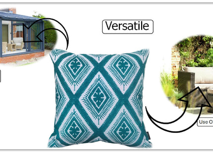 OLIVIA ROCCO Meze Teal Waterproof Cushion Covers 43 x 43 cm Reversible Breathable Indoor