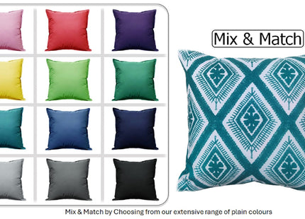 OLIVIA ROCCO Meze Teal Waterproof Cushion Covers 43 x 43 cm Reversible Breathable Indoor