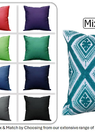 OLIVIA ROCCO Meze Teal Waterproof Cushion Covers 43 x 43 cm Reversible Breathable Indoor
