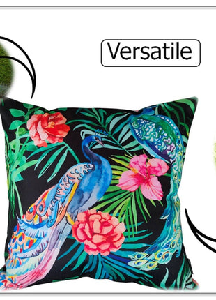 OLIVIA ROCCO Peacock Waterproof Cushion Covers 43 X 43 CM Reversible Breathable Bedroom Refresh Sofa Accent
