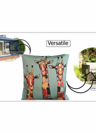 OLIVIA ROCCO Giraffe Waterproof Cushion Covers 43x43 Cm Reversible Breathable Indoor