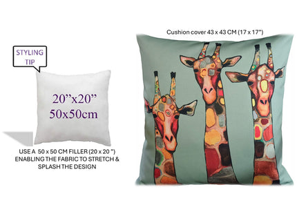 OLIVIA ROCCO Giraffe Waterproof Cushion Covers 43x43 Cm Reversible Breathable Indoor