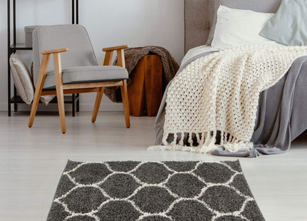 Moroccan Dark Grey Shaggy Rug | 640