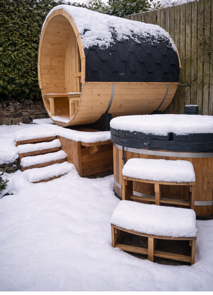KOVE Outdoor Barrel Sauna – 5–6 Person Garden Sauna with 6kW Electric Heater