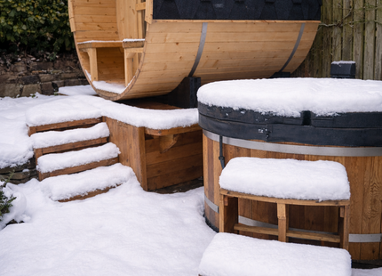 KOVE Outdoor Barrel Sauna – 5–6 Person Garden Sauna with 6kW Harvia Electric Heater