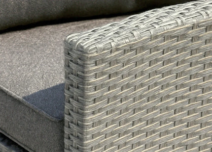 Stockholm Rattan Grey 4 Seater Garden Chaise Lounge & Armchair Set
