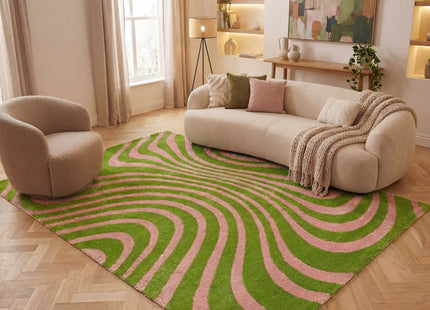 Joli Striped Green & Pink Rug