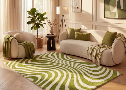 Joli Striped Green & White Rug