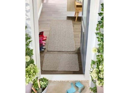 Twist Stripe Washable Mat or Runner Beige