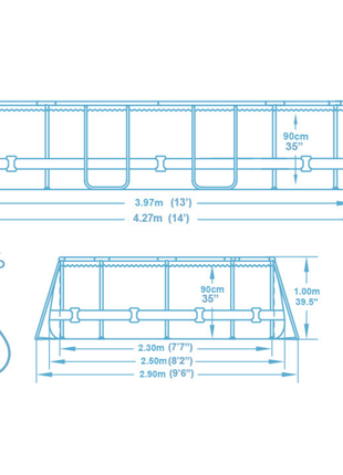 Bestway 14ft x 8ft 2" x 39.5" Oval Steel Pro MAX™ Splashview Above Ground Swimming Pool, Filter Pump & Accessories