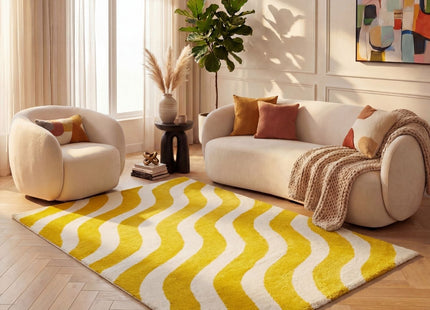 Joli Wave Yellow & White Rug