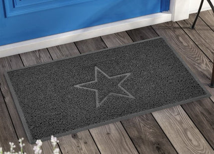 Indoor Spaghetti Door Mat Embossed Star - Dark Grey